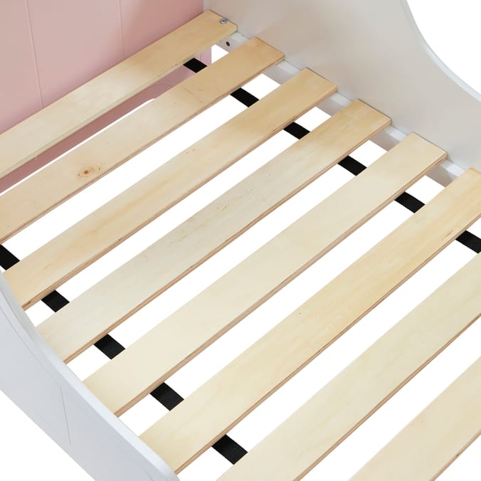 Liberty House Toys Two Tone Toddler Bed and 9 Bin Storage Unit Set - White & Pink