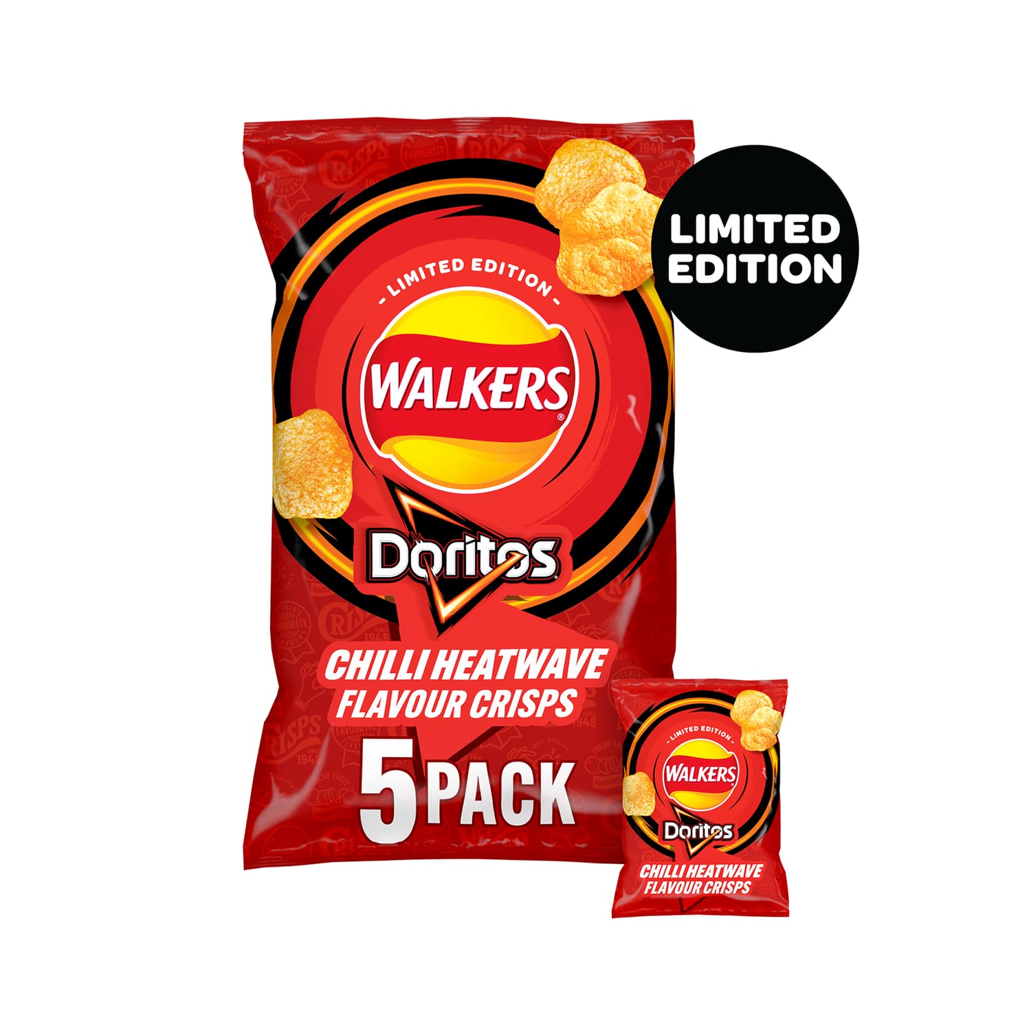 Walkers Doritos Chilli Heatwave Flavour Crisps 5 x 24g Limited Edition x18 Home Bargains