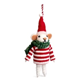 Sleigh Bells Christmas Felt Hanging Decoration - Mouse