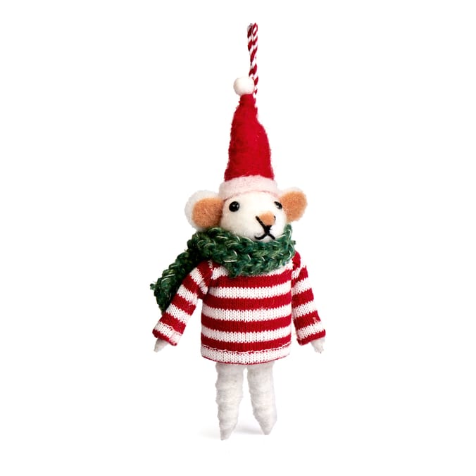 Sleigh Bells Christmas Felt Hanging Decoration - Mouse