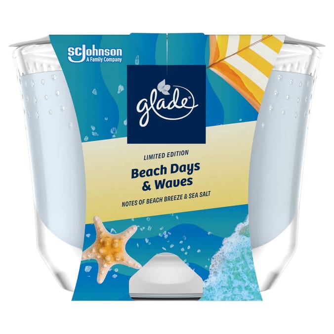 Glade Spring Large Scented Candle Air Freshener Beach Day Waves 224g