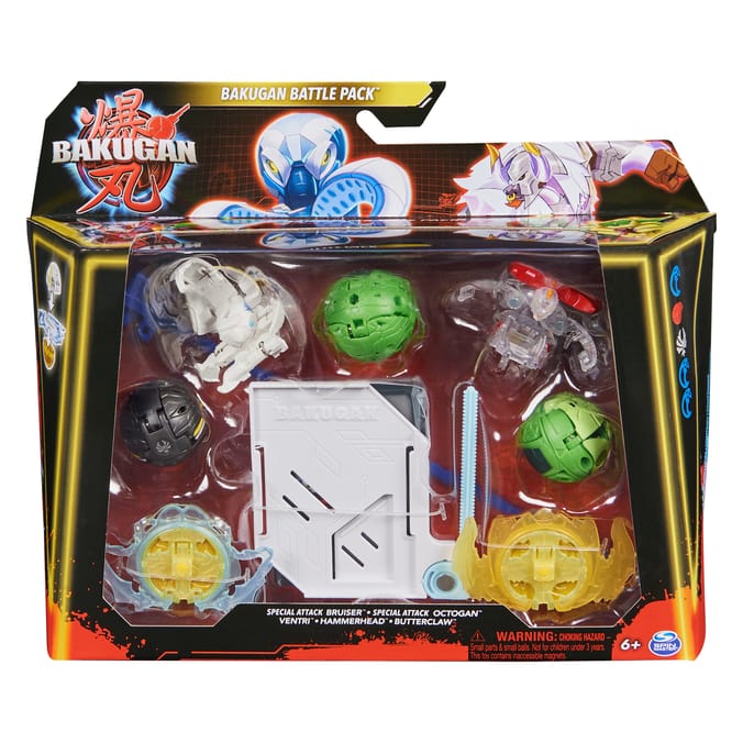 Bakugan Battle 5-Pack Action Figure Set - Special Attack Bruiser, Special Attack Octogan, Ventri, Hammerhead, Butterclaw