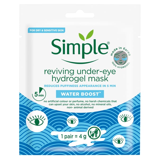 Simple Water Boost Hydrogel Under Eye Mask Reviving 2pk x2