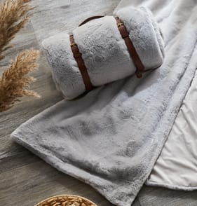 Home Collections Faux Fur Throw - Grey