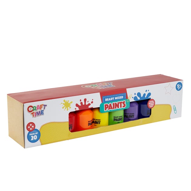 Craft Time Ready Mixed Paints 20 Pack Home Bargains