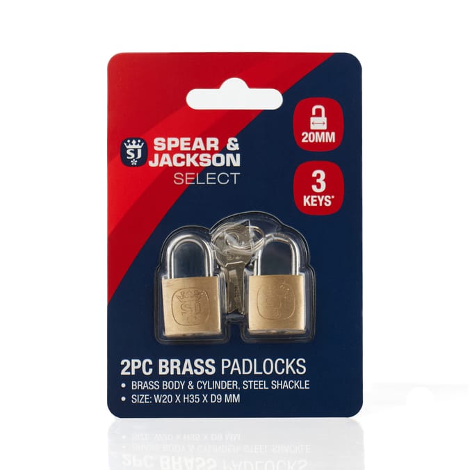 Spear & Jackson Select Brass Padlocks 2 Pieces - 20mm