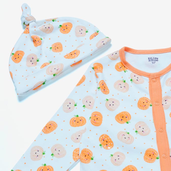 Hallow Scream Pumpkin Baby Sleepsuit 4 Pieces Set