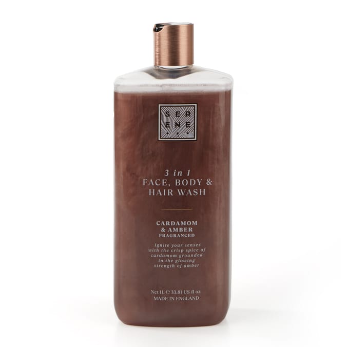 Serene 3 In 1 Face, Body & Hair Wash 1L - Cardamom & Amber