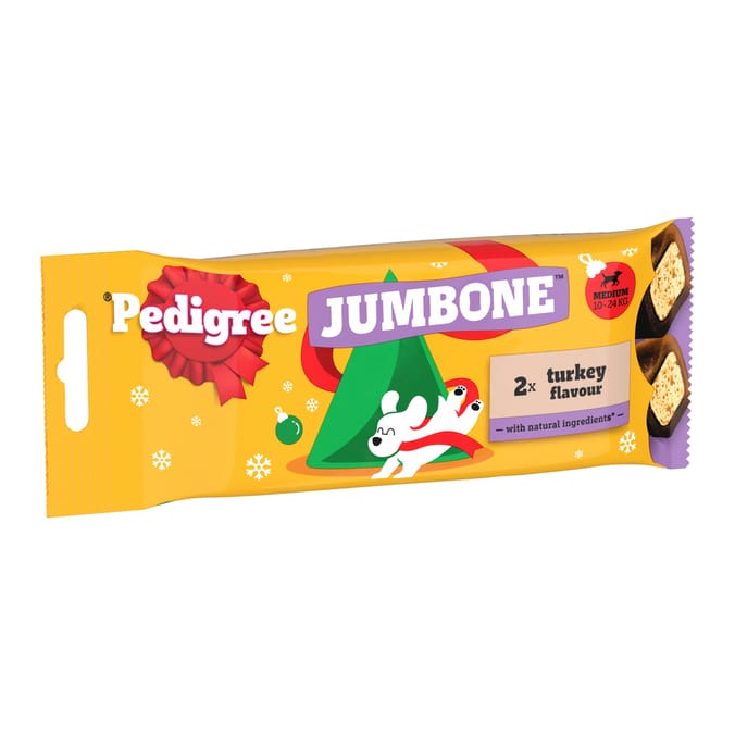 Pedigree Christmas Jumbone 2 Chews Medium Dog Treats Turkey Flavour 180g
