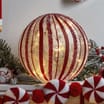 Winter Charm LED Candy Cane Glass Ball