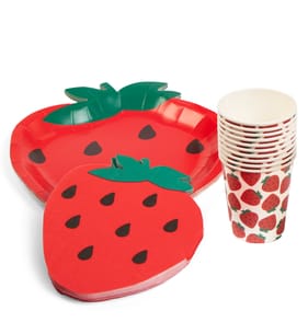 The Outdoor Living Collection 40 Piece Strawberry Paper Dinnerware Set