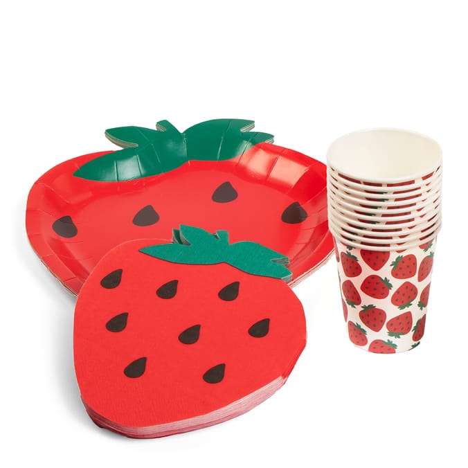 The Outdoor Living Collection 40 Piece Strawberry Paper Dinnerware Set
