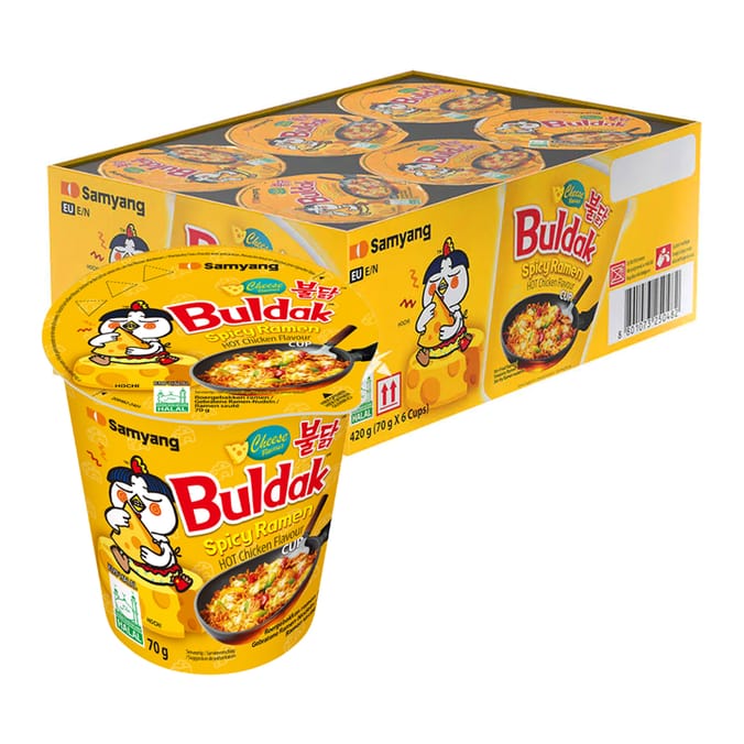 Buldak Spicy Ramen Hot Chicken Flavour Cup 70g - Cheese x6