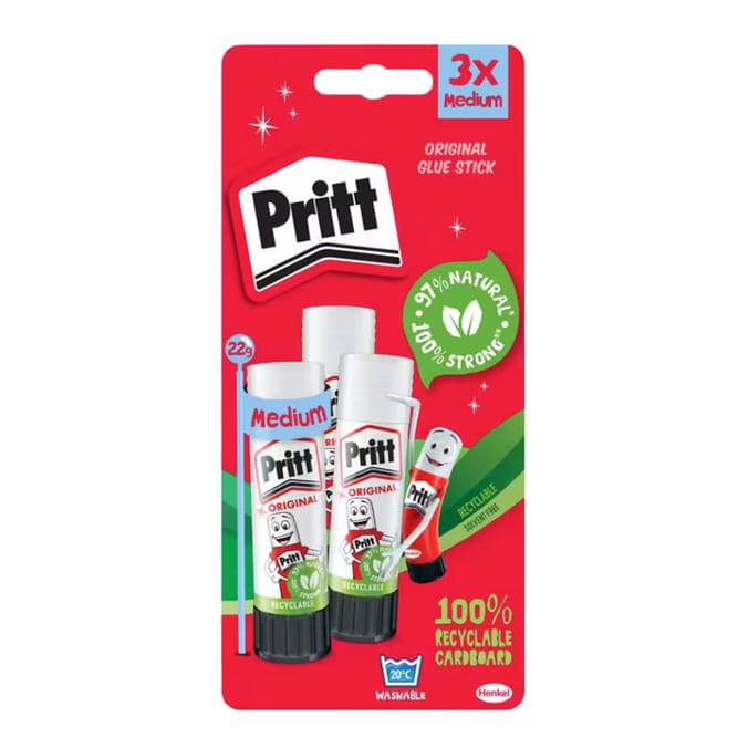 Pritt Glue Stick Stationary 22g Pad of 3