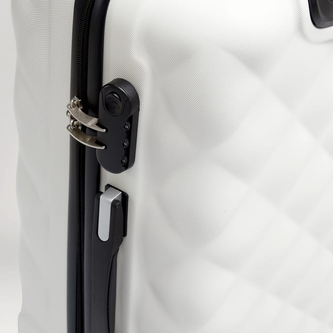 Salisbury Embossed Quilted Shell Suitcase - Off White