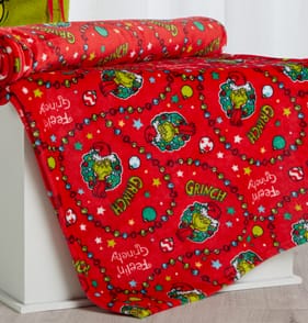 The Grinch Fleece Throw Blanket - Red