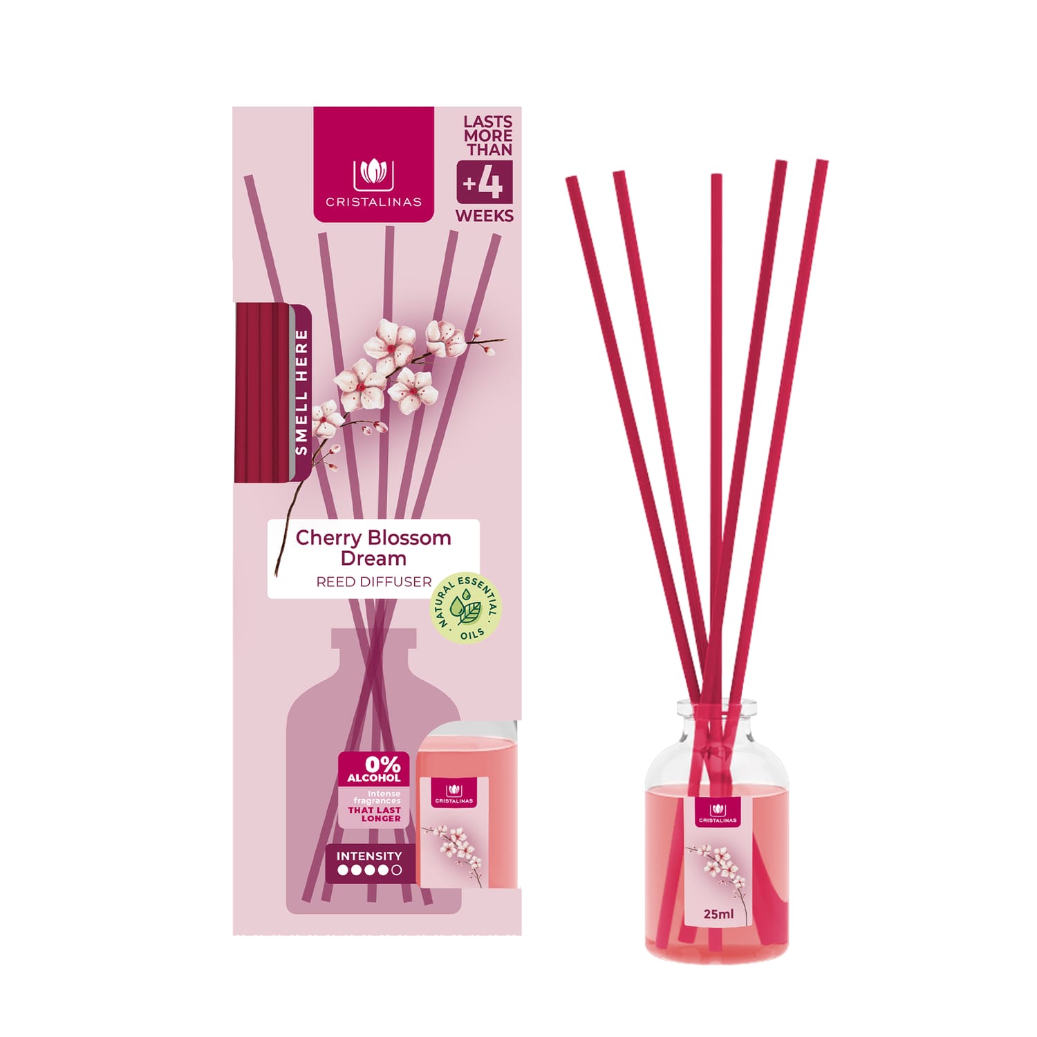 Cherry Scented Reed Diffuser Cristalinas Reed Diffuser 25ml - Cherry Blossom Dream | Home Bargains