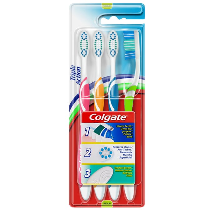 Colgate Triple Action Medium Toothbrush 4 Pack