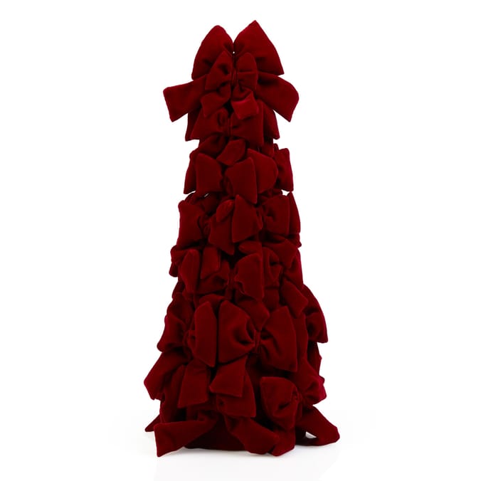 Winter Charm Velvet Bow Tree Cone