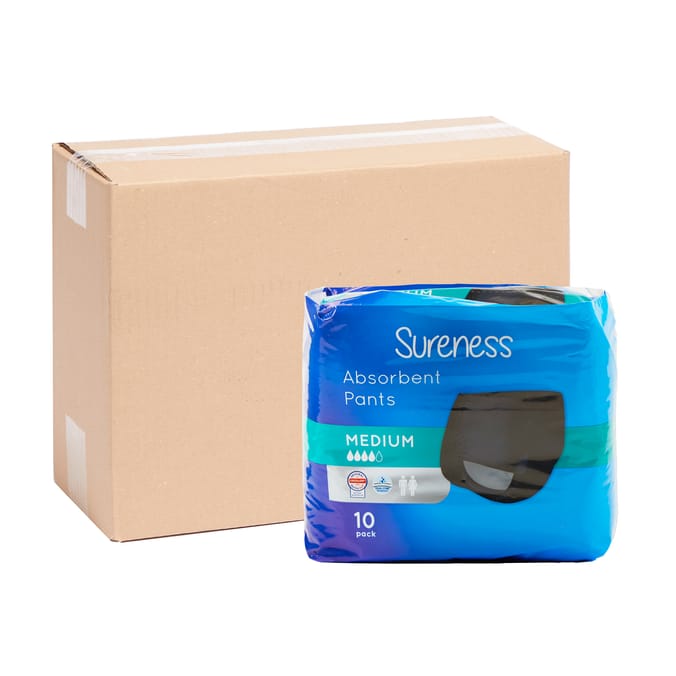 Sureness Medium Absorbent Black Pants: Case of 4 Packs