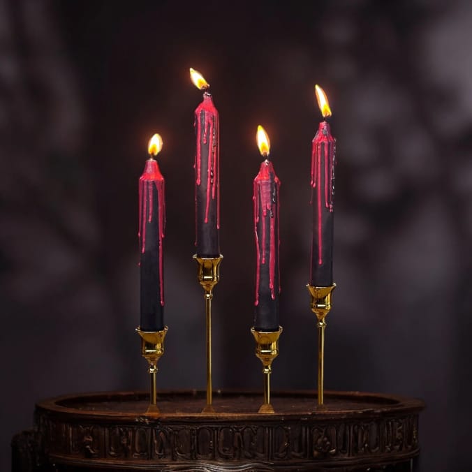 Hallow Scream Bleeding Taper Unscented Candle - White x4