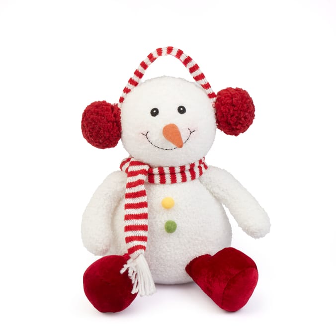 Sleigh Bells Snowman With Ear Warmers Plush