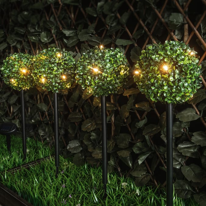 Firefly Set Of 4 Topiary Ball Stake Lights