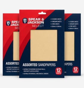 Spear & Jackson Select Assorted Sandpaper 12 Sheets x3