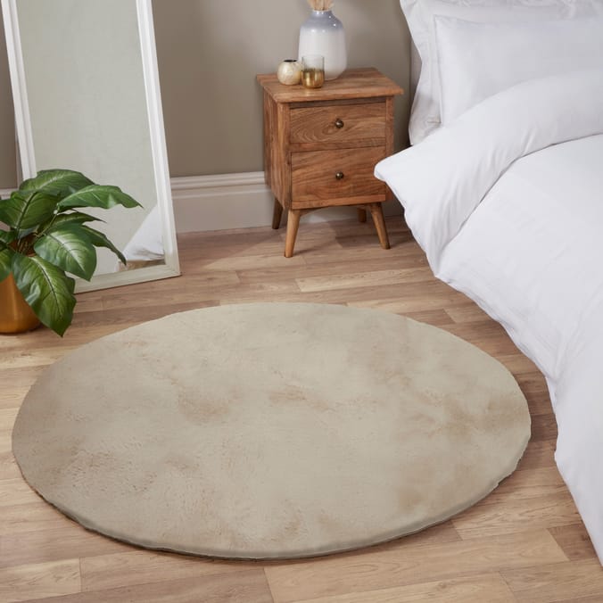 Luxe Plain Faux Fur Rug - Natural