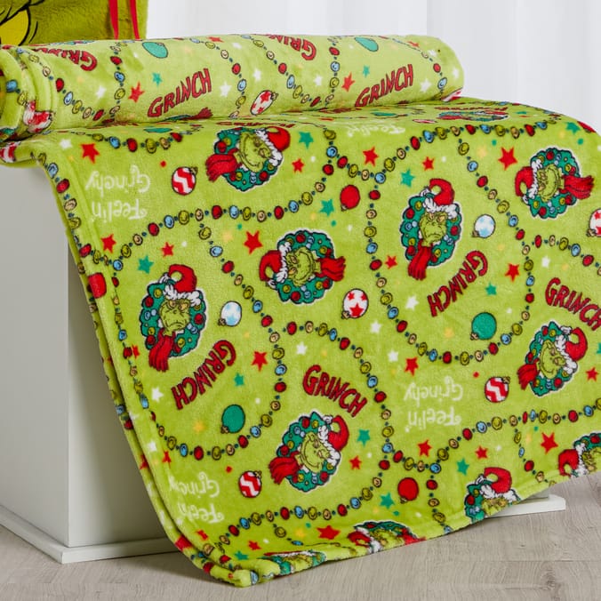 The Grinch Fleece Throw Blanket Home Bargains