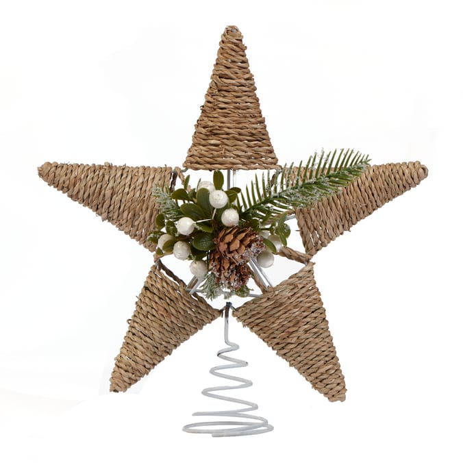 Nordic Spirit Rattan Berry Tree Topper - White
