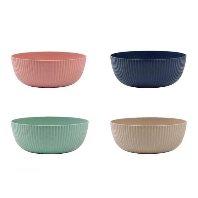 Summer Ribbed Bowls 4 Pack - Multi-Colour | Home Bargains