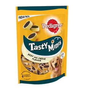 Pedigree Tasty Minis Adult Dog Treats 140g - Cheese & Beef Nibbles