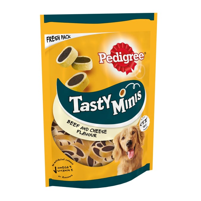 Pedigree Tasty Minis Adult Dog Treats 140g - Cheese & Beef Nibbles