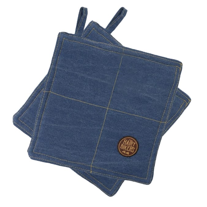 The Hairy Bikers Stone Wash Pot Holder x2 - Blues