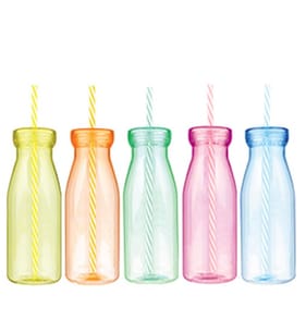 Take Out 24 Milkshake Plastic Bottle with Straw
