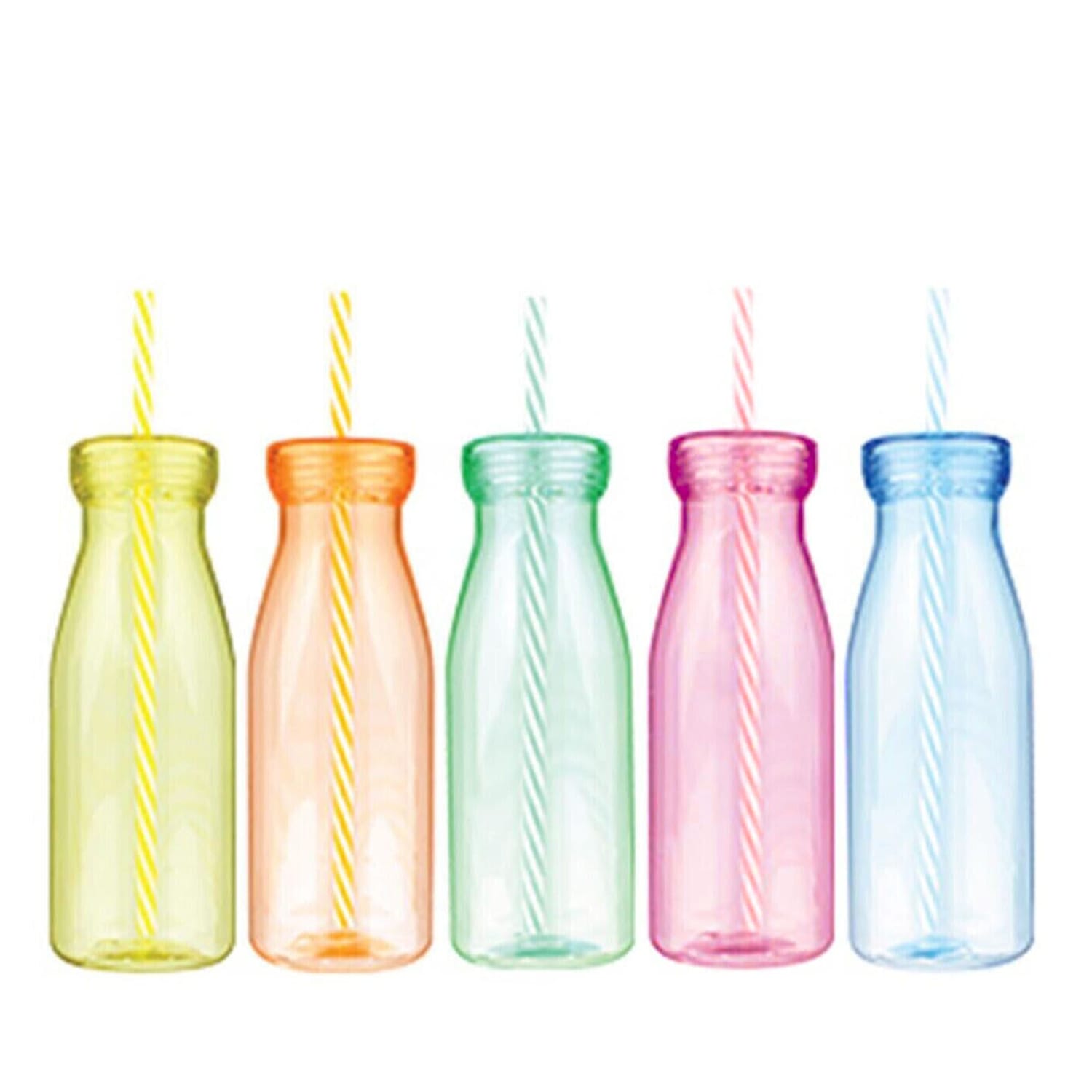 Take Out 24 Milkshake Plastic Bottle with Straw Home Bargains