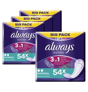 Always Daily Fresh Odour Lock Liners 54s - Normal x4