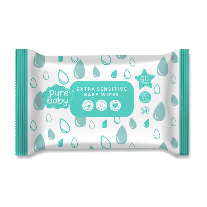 Pure Baby Extra Sensitive Baby Wipes 60s x16
