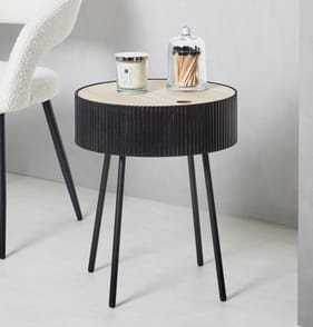 Home Collections Ribbed Storage Side Table - Black