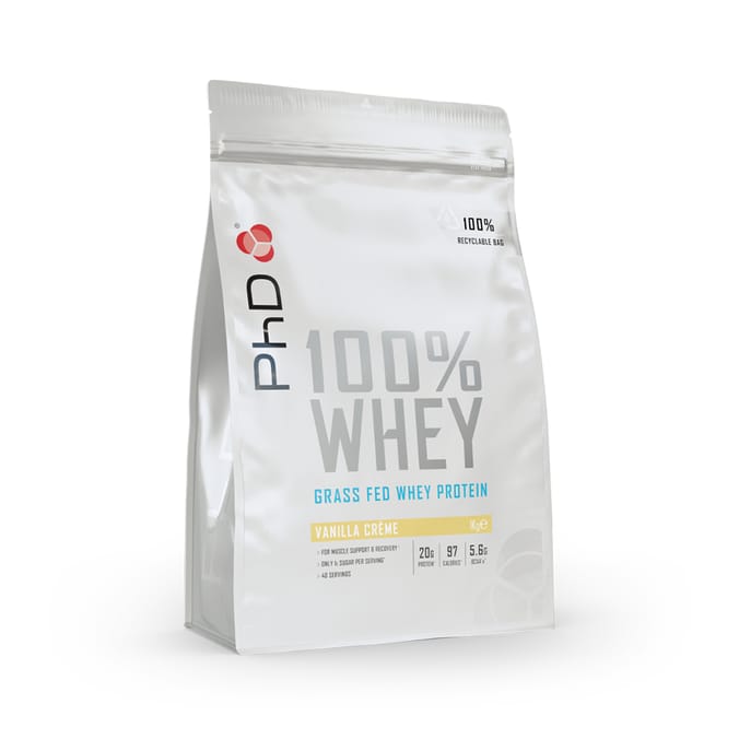 PhD 100% Whey Grass Fed Protein Vanilla Creme 1kg | Home Bargains