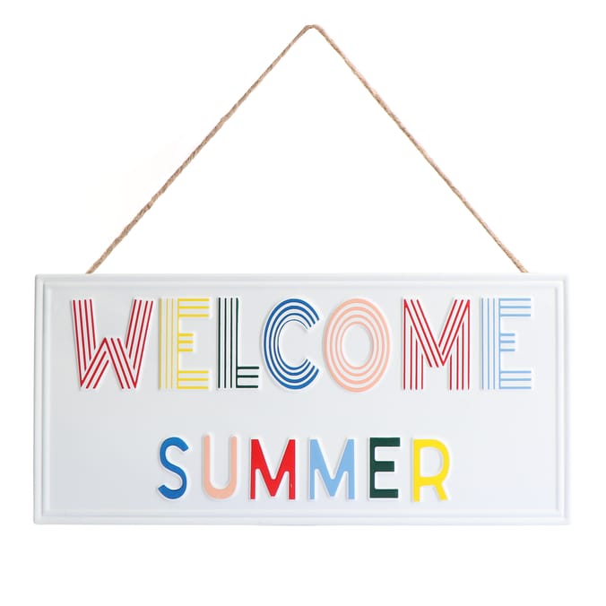 Jardin Metal Hanging Wall Sign - Welcome Summer