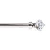 Extendable Metal Curtain Pole With Crystal Finial - Brushed Chrome