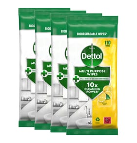 Dettol Multipurpose Cleaning Wipes 110s - Citrus Zest x4