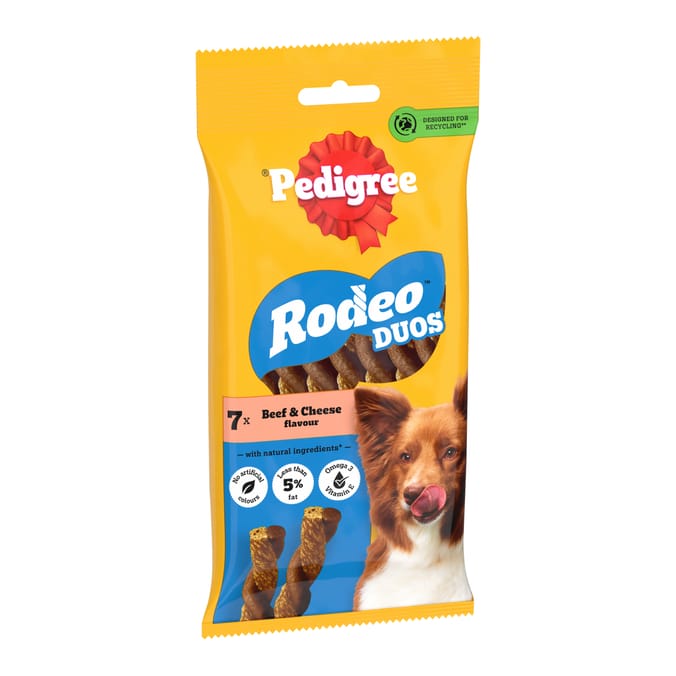 Pedigree Rodeo Duos Adult Dog Treats 7 Chews 123g - Beef & Cheese 