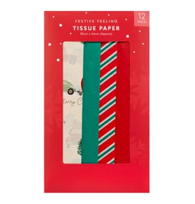 Festive Feeling Tissue Paper 12 Pack - Candy Cane