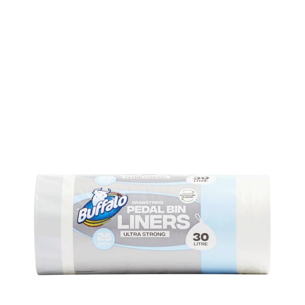 Buffalo Ultra Strong Pedal Bin Drawstring Liners 30l 25 Pack Home