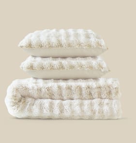 The Winter Warmer Collection Brushed Faux Fur Duvet Set - Double Cream