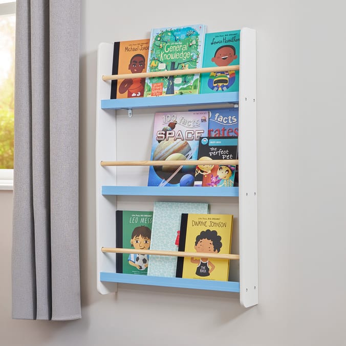Liberty House Toys Kids Picture Book Wall Bookshelf - White & Blue