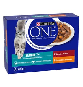 Purina One Senior 7+ Mini Fillets Wet Cat Food 8x85g - Chicken and Beef